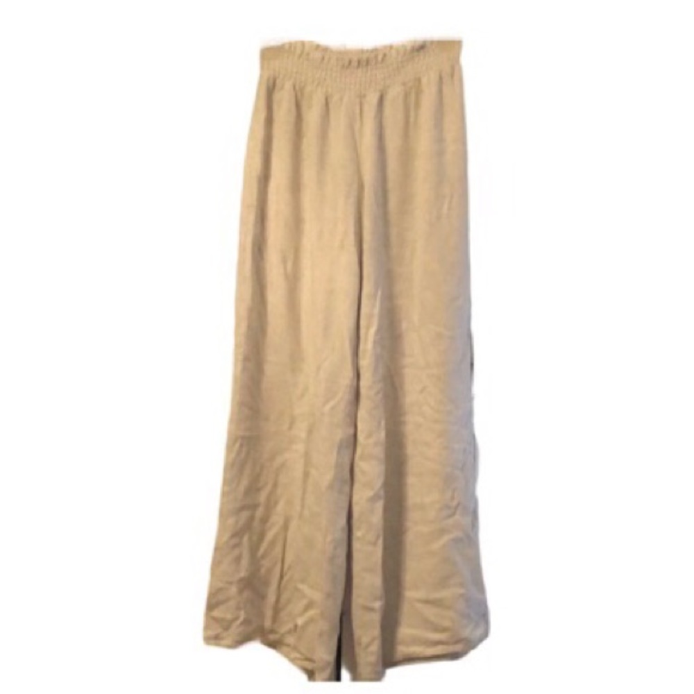 Pink Lily- “Stolen Kiss” Taupe Linen Beach Pants - Picture 5 of 6